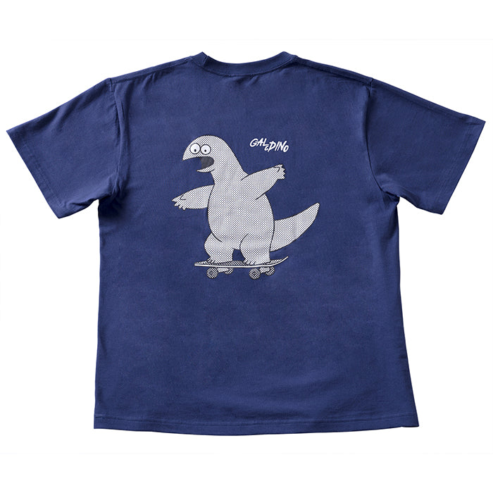 【ギャルと恐竜】Tシャツ スケボ ネイビー背面