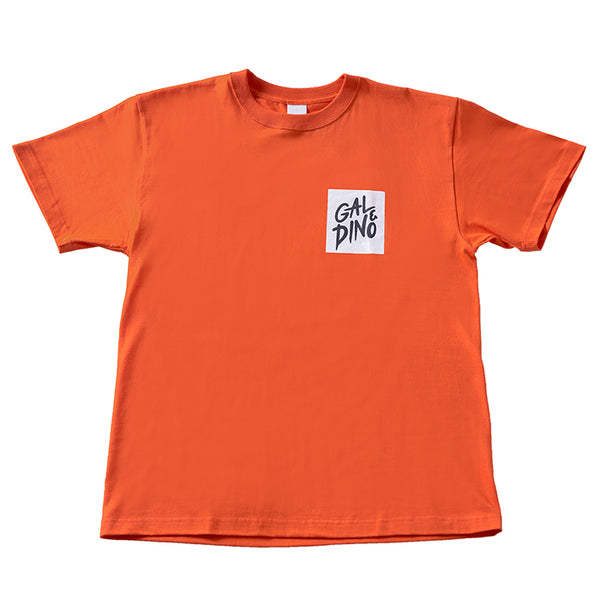 【ギャルと恐竜】Tシャツ スケボ オレンジ 前面